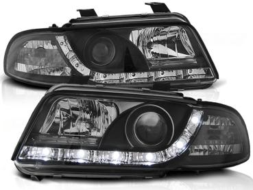 LED Tagfahrlicht Design Scheinwerfer für Audi A4 B5 94-98 schwarz